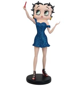 Fiftiesstore Betty Boop Selfie - Blauwe Glitter Jurk Beeldje