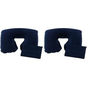 2x Opblaasbare nekkussens blauw -