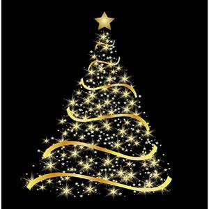 Ambiente 60x Zwarte kerst thema servetten met gouden kerstboom 33 x 33 cm -