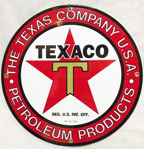 Fiftiesstore Texaco The Texas Company USA Logo Emaille Bord 12 / 30 cm