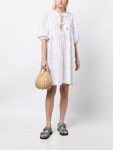 GANNI shell-print cotton dress - Wit