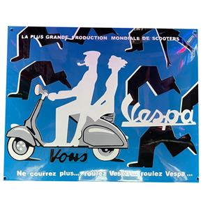 Fiftiesstore Vespa Blauw Emaille Bord - 40 x 50 cm