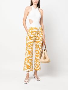 Incotex floral-print cropped trousers - Beige