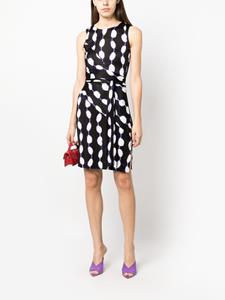 DVF Diane von Furstenberg polka dot-print sleeveless belted dress - Zwart