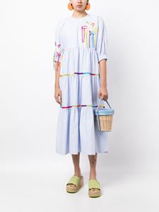 Mira Mikati Jurk met geborduurde bloemen - Blauw