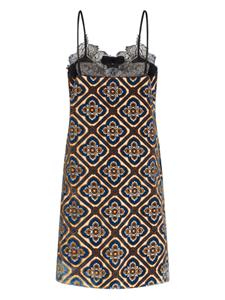 ETRO geometri-print lace-trim dress - Blauw