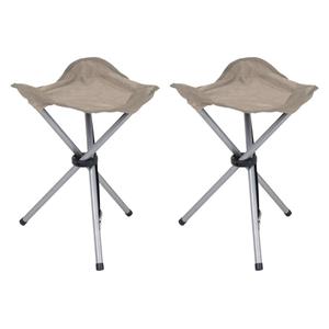 Urban Living bijzet krukje/stoeltje - 2x - Opvouwbaar - Camping/outdoor - D32 x H43 cm - Beige -