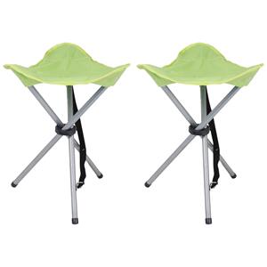 Urban Living bijzet krukje/stoeltje - 2x - Opvouwbaar - Camping/outdoor - D32 x H43 cm - Groen -