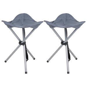 Urban Living bijzet krukje/stoeltje - 4x - Opvouwbaar - Camping/outdoor - D32 x H43 cm - Grijs -