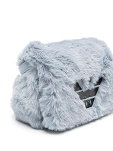 Emporio Armani Kids logo-print faux-fur shoulder bag - Blauw