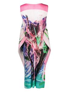 Pleats Please Issey Miyake Tropical Winter-print plissé dress - Roze