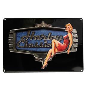 Fiftiesstore Harley-Davidson Retro Babe Metalen Bord - 43 x 29cm