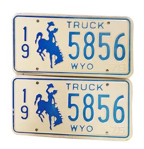 Fiftiesstore Wyoming Truck Kentekenplaten - 1975 - Origineel (Set van 2)