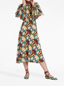 La DoubleJ Medici graphic-print silk dress - Bruin
