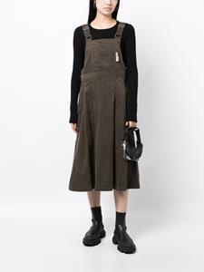 Musium Div. logo-patch corduroy dress - Groen