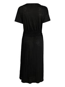 DKNY short-sleeve linen long dress - Zwart