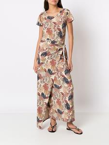 Amir Slama Jurk met palmbladprint - Beige