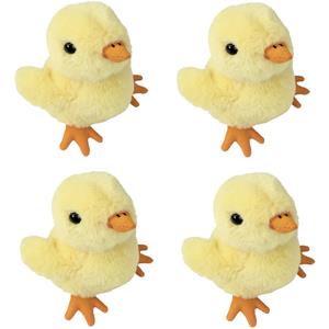 Inware pluche kuikentje knuffeldier - 4x - geel - lopend - 6 cm -