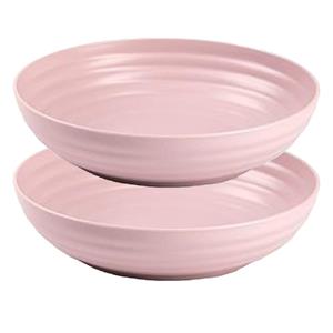 PlasticForte Rond bord/camping - 4x - diep bord - D22 cm - oud roze - kunststof - onbreekbaar -