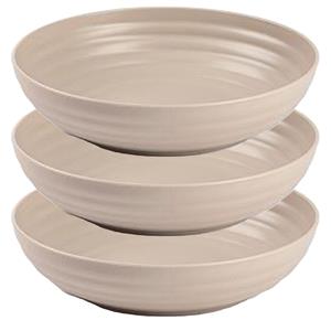 PlasticForte Rond bord/camping - 6x - diep bord - D22 cm - taupe - kunststof - onbreekbaar -