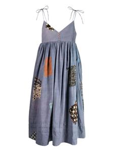 STORY mfg. Daisy patchwork cotton dress - Blauw
