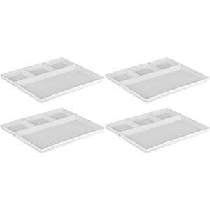 Svenska Living Fonduebord/gourmetbord - 4x - porselein - wit - 23 x 18 cm - 4 vakken -