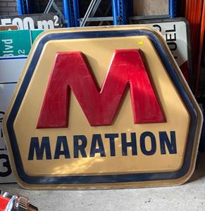 Fiftiesstore Marathon Gasoline Originele Lichtbakplaat Face 230 x 190 cm