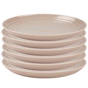 PlasticForte Rond bord/camping bord - 6x - D25 cm - beige - kunststof - onbreekbaar -