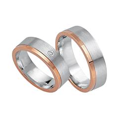 Unique Trouwringen 8 Karaat Wit-Rood Goud Met Diamant