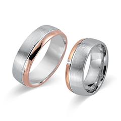 Unique Trouwringen 18 Karaat Wit-Rood Goud Met Diamant