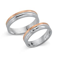 Unique Trouwringen 8 Karaat Witgoud 3 Diamanten