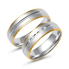 Unique Wit- en geelgouden trouwringen met 5 diamanten