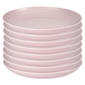 PlasticForte Rond bord/camping bord - 8x - D22 cm - lichtroze - kunststof - onbreekbaar -