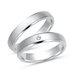 Unique Trouwringen 14 Karaat Witgoud Met Diamant