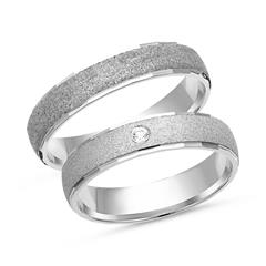 Unique Trouwringen 8 Karaat Witgoud Met Diamant