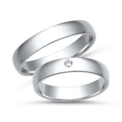 Unique Trouwringen 8 Karaat Witgoud Met Diamant