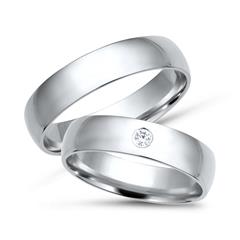 Unique Trouwringen 18 Karaat Witgoud Met Diamant