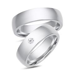 Unique Trouwringen 8 Karaat Witgoud Met Diamant