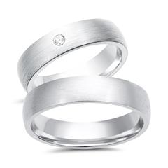 Unique Trouwringen 14 Karaat Witgoud Met Diamant