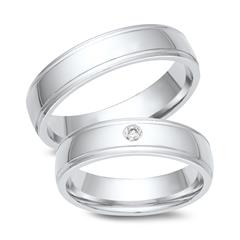 Unique Trouwringen 18 Karaat Witgoud Met Diamant