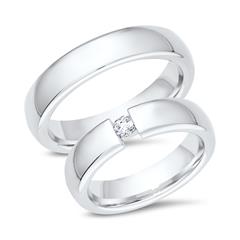 Unique Trouwringen 8 Karaat Witgoud Met Diamant
