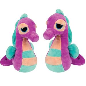 Suki Gifts pluche zeepaardjes knuffeldieren set - cute eyes - paars/blauw - 16 en 21 cm -