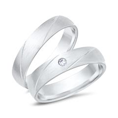 Unique Trouwringen 8 Karaat Witgoud Met Diamant