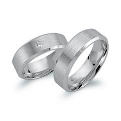Unique Trouwringen 8 Karaat Witgoud Met Diamant