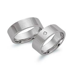 Unique Trouwringen 8 Karaat Witgoud Met Diamant