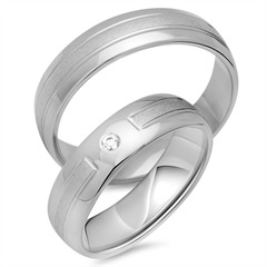 Unique Trouwringen 18 Karaat Witgoud Met Diamant
