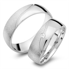 Unique Trouwringen 8 Karaat Witgoud Met Diamant