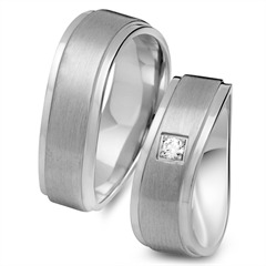 Unique Trouwringen 18 Karaat Witgoud Met Diamant