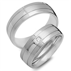 Unique Trouwringen 8 Karaat Witgoud Met Diamant