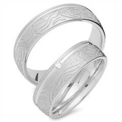 Unique Trouwringen 14 Karaat Witgoud Met Diamant
